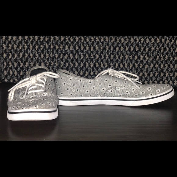 black and white flower vans